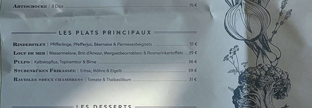 Restaurantkritik Brasserie Colette: Die Karte